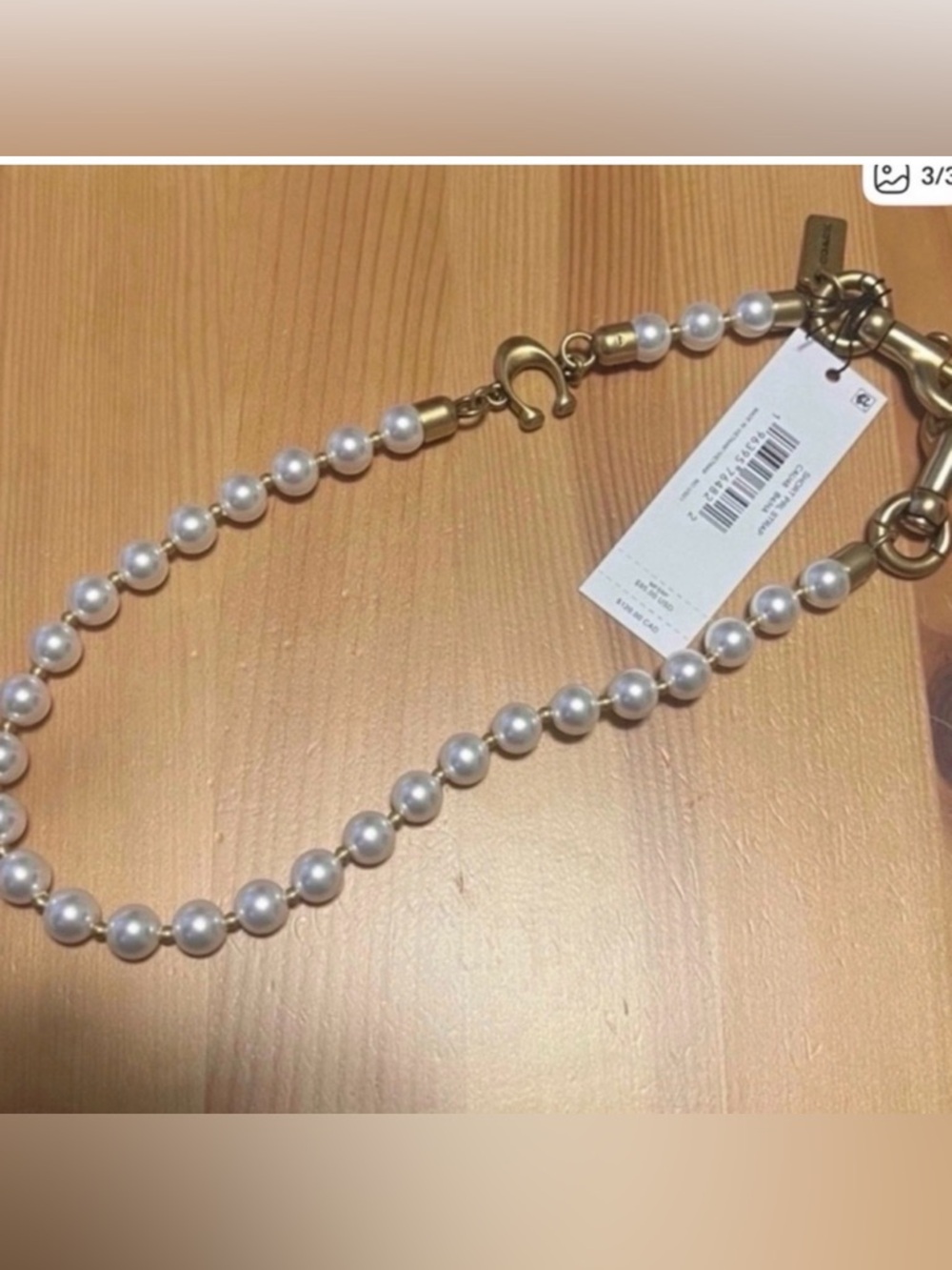Coach White Pearl and Gold Chain Strap - Picture 2 of 3